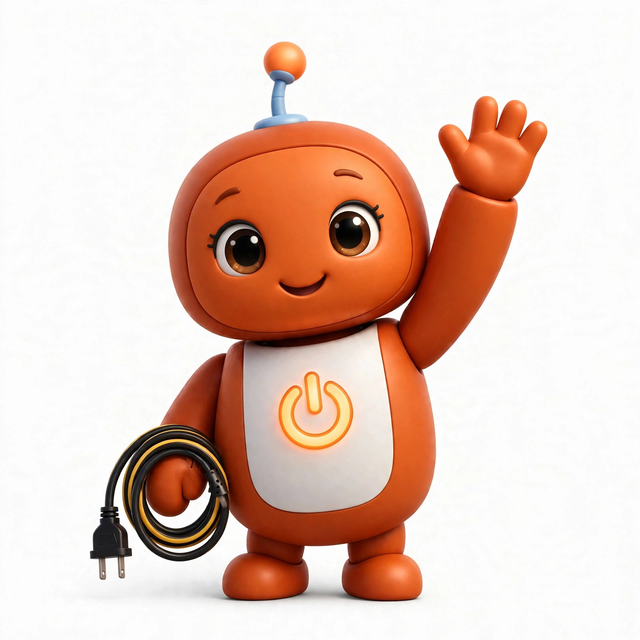AmpAgent mascot — a robot dressed for the job