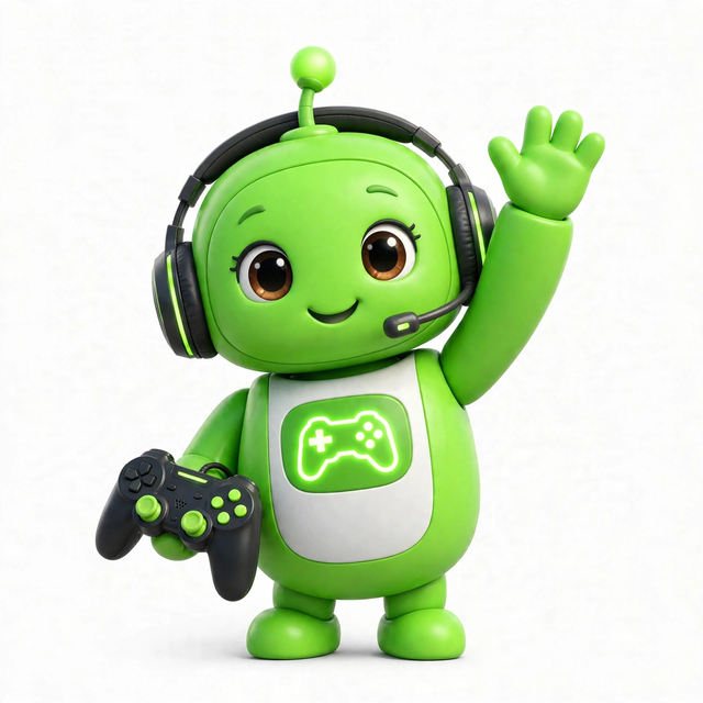 ArcadeAgent mascot — a robot dressed for the job