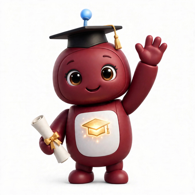 EducationAgent mascot — a robot dressed for the job