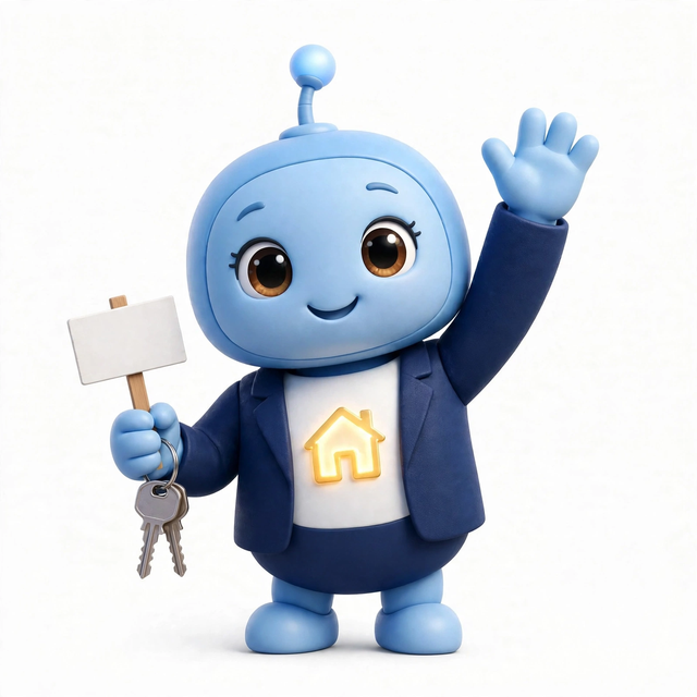 EstateAgent mascot — a robot dressed for the job