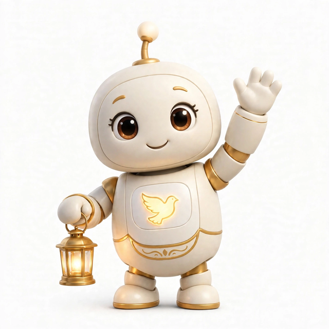 FaithAgent mascot — a robot dressed for the job