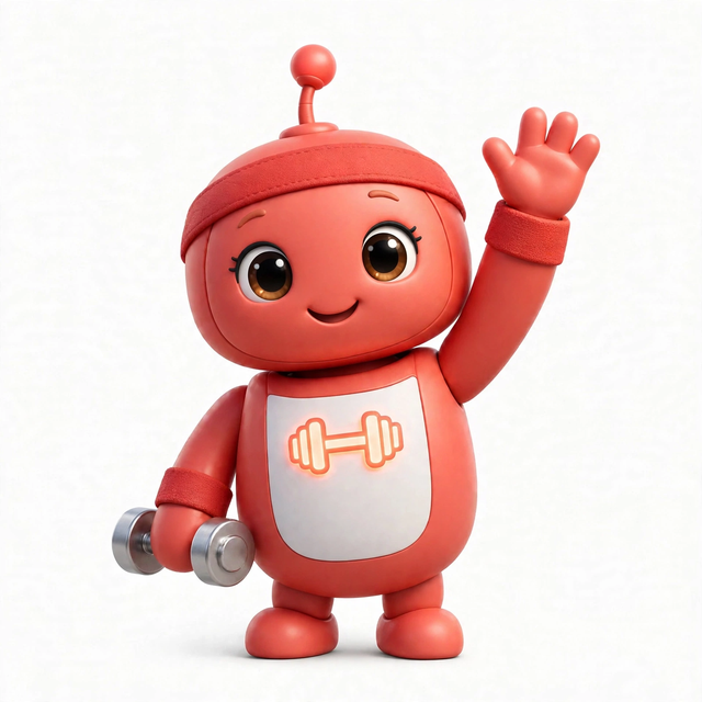 FitnessAgent mascot — a robot dressed for the job