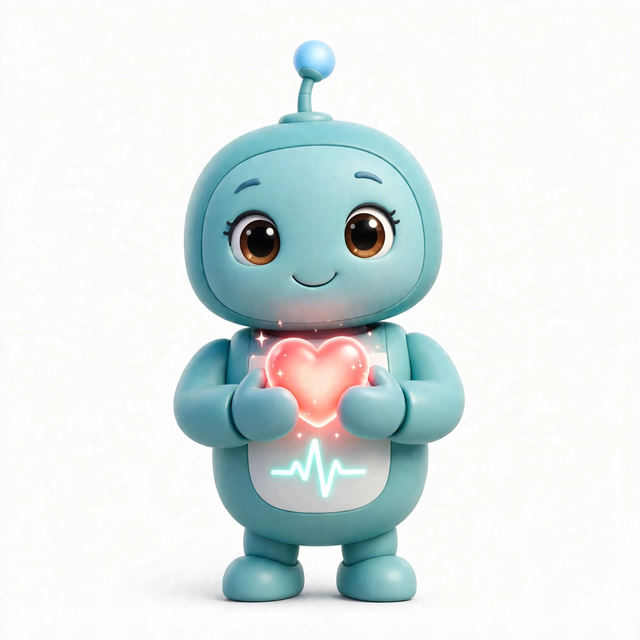HealthCareAgent mascot — a robot dressed for the job