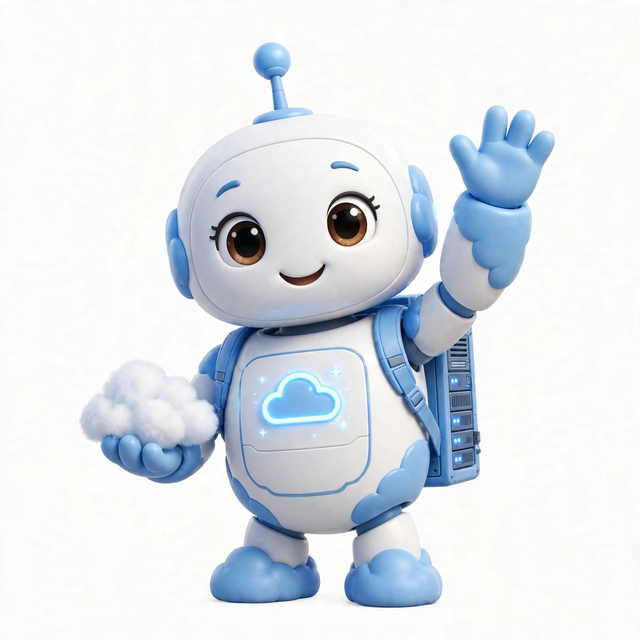 HostAgent mascot — a robot dressed for the job