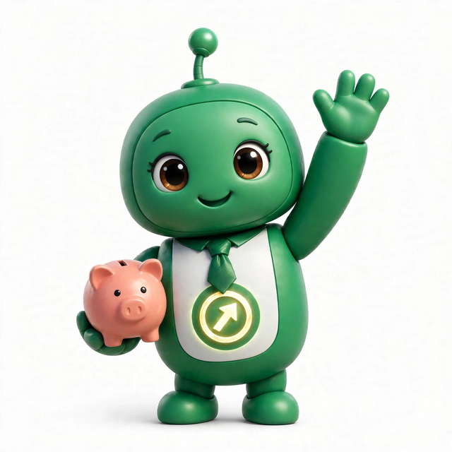 InvestAgent mascot — a robot dressed for the job