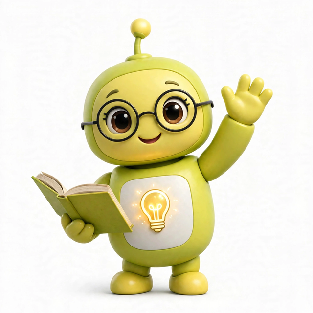 LearningAgent mascot — a robot dressed for the job
