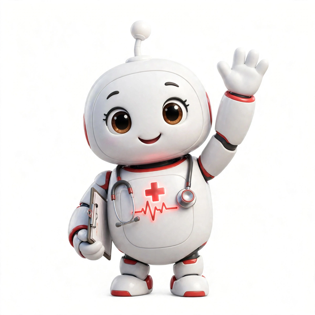 MedAgent mascot — a robot dressed for the job