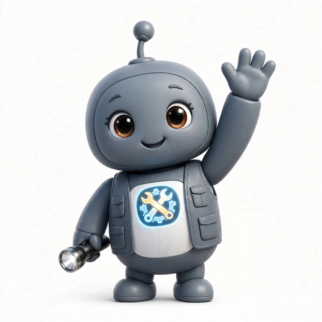 MeterAgent mascot — a robot dressed for the job