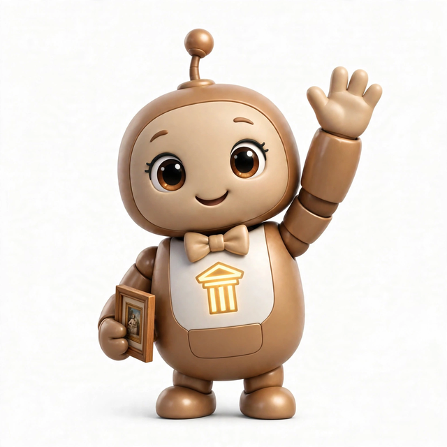MuseumAgent mascot — a robot dressed for the job