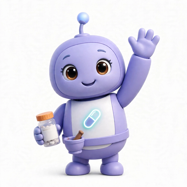 PharmaAgent mascot — a robot dressed for the job