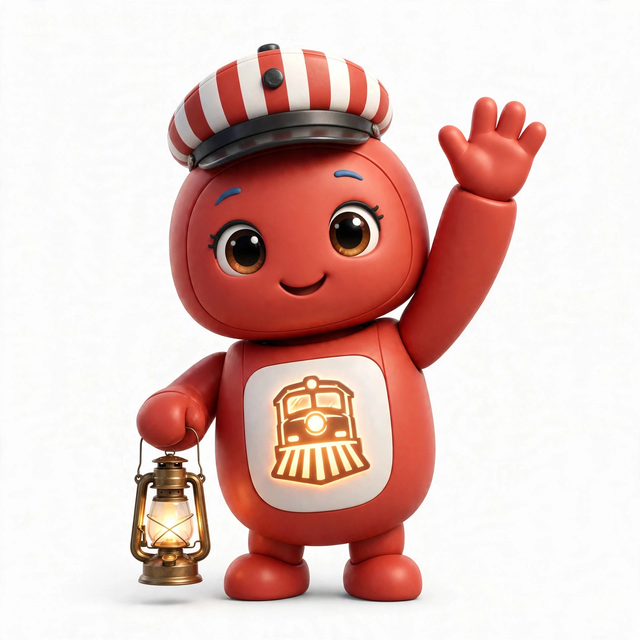 RailwayAgent mascot — a robot dressed for the job