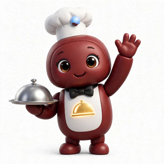 RestaurantAgent mascot — a robot dressed for the job