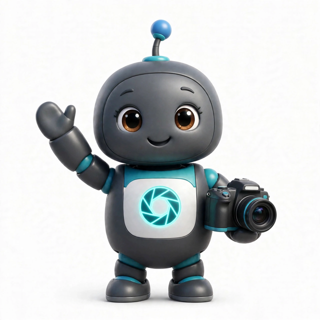 ShutterAgent mascot — a robot dressed for the job