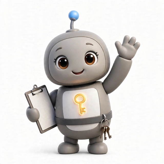 TenantAgent mascot — a robot dressed for the job