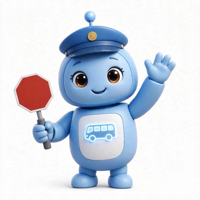 TransitAgent mascot — a robot dressed for the job