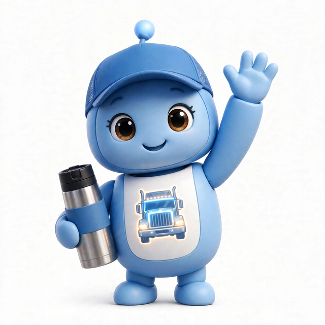TruckAgent mascot — a robot dressed for the job